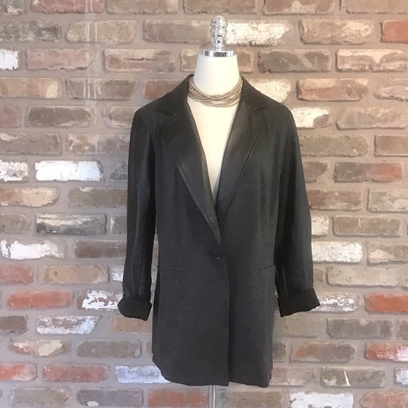 LINEA by LOUIS DELL’ OLIO Women’s Black Faux Leather Charcoal Gray Blazer 16 - Picture 1 of 7